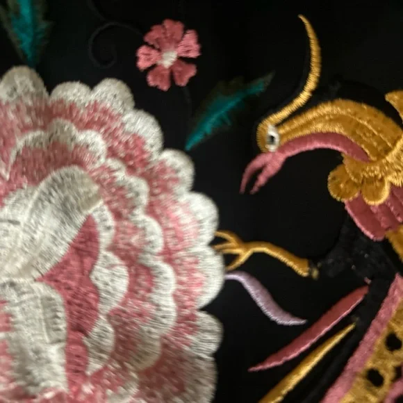 French Connection Sheer Black Embroidered Floral Long Sleeve Dress - Picture 4 of 5